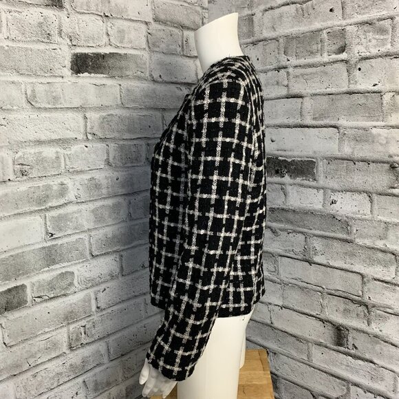 Vintage 80s 90s Louben Boucle Double Breasted Cropped Check Blazer - Picture 6 of 14